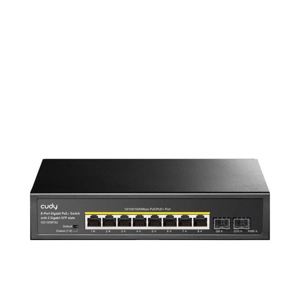 Cudy GS1008PS2 Switch med 8 portar Gigabit PoE, icke-hanterad svart, rackmonterbar