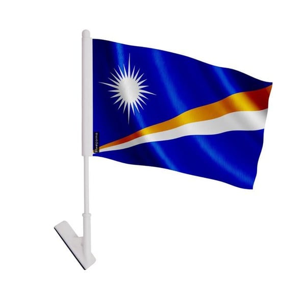 Klistret flagga Marshallöarna – 14 x 21 cm – Mjuk polyester – Lätt att klistra – 1 styck – Pixelforma