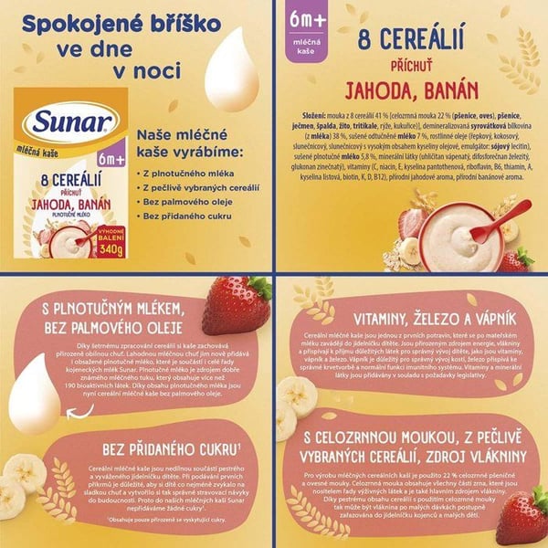 Sunar mjölkgröt XXL blandade smaker 6m, 6×340 g