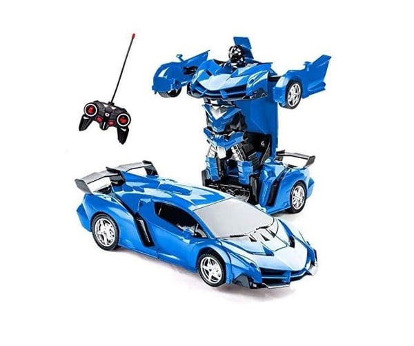 Bil 2 i 1 Transformeras till fjärrstyrd robot Blå RC radiostyrd