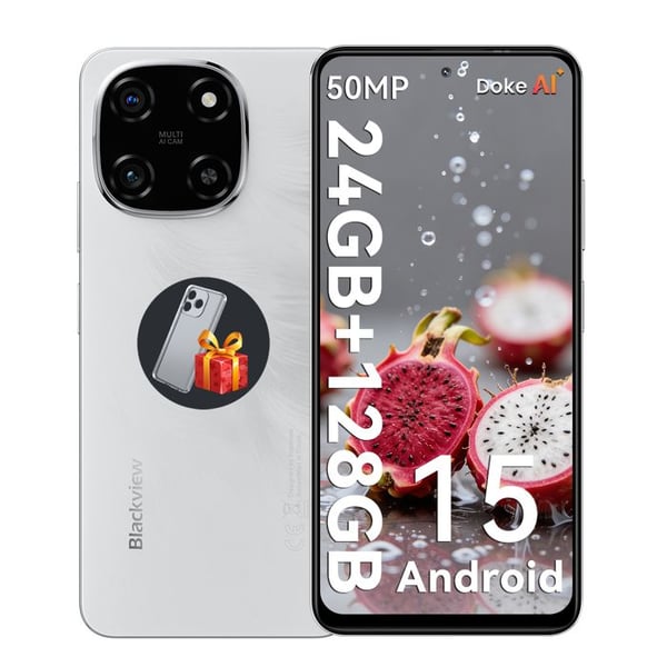 Blackview Color 6 AI – 24GB RAM, 128GB ROM, Cámara 50MP, Android 15, Carga Rápida 18W, GPS, Blanco