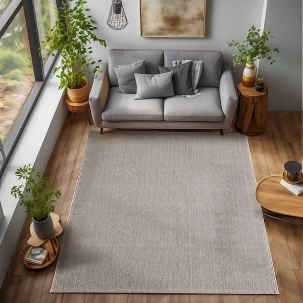 Ayyildiz Modern design matta Brun 200 cm rund loopad modern brun, naturlig vävt utseende för vardagsrum, sovrum, kontor