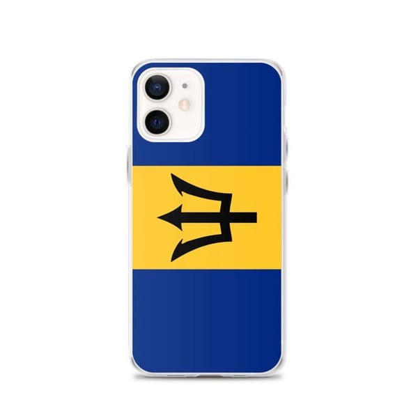 Telefonfodral – Barbados flagga – Kompatibel med iPhone 12 – Mjukt fodral – Slitstarkt och stöttåligt – Silikon – Pixelforma