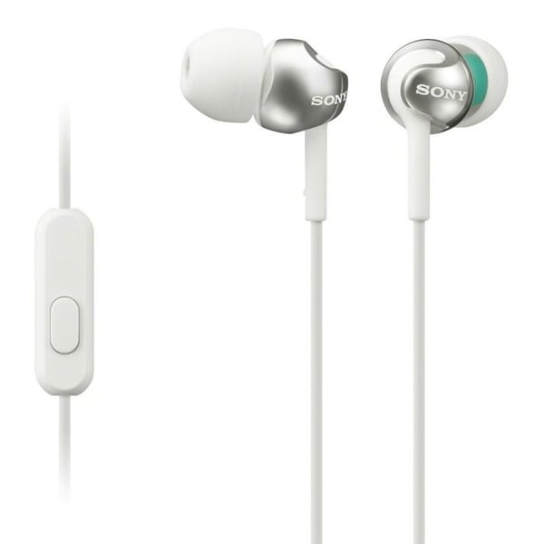 In-ear hörlurar - Sony - MDR-EX110AP - Vit - Inbyggd mikrofon - Kontroller på sladden