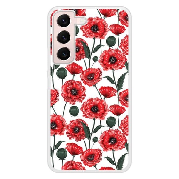 Siliconförstärkt tryckt skal kompatibelt med Samsung Galaxy S22 Pionblommor