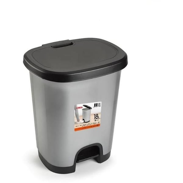 Plastik Stark FÄRG Papperskorg 18 L SVART-SILVER utan beläggning med pedal