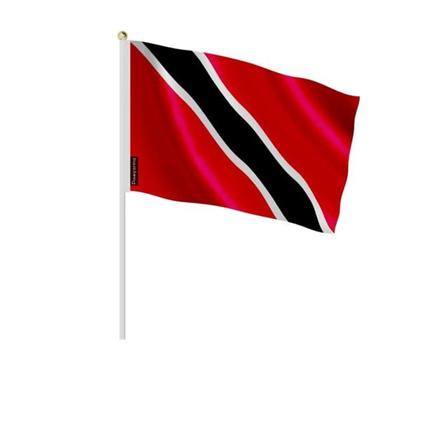 Mini flagga av Trinidad och Tobago – 14 x 21 cm – Att hålla i handen – Polyester – 1 styck – Pixelforma