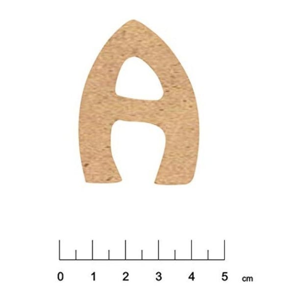 Terre & Bois Créations - Bokstav i MDF trä med självhäftande baksida 5 cm Bokstav A