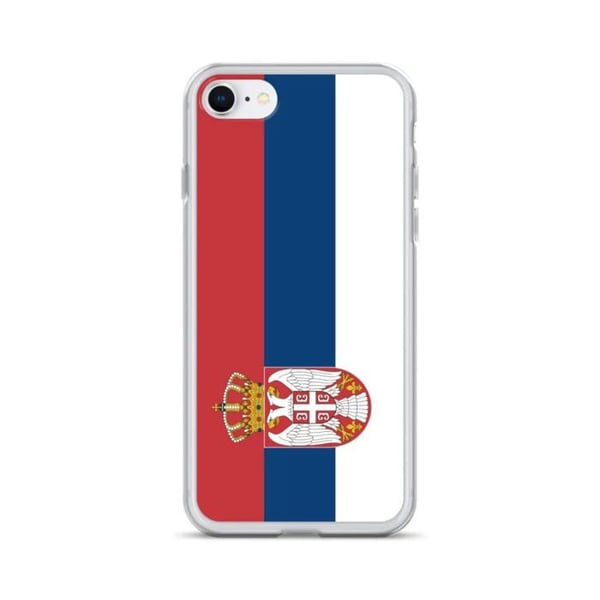 Mobilskal – Serbiens flagga – Kompatibel med iPhone 8 Plus – Måttlig skal – Slitstarkt och stöttåligt – Silikon – Pixelforma
