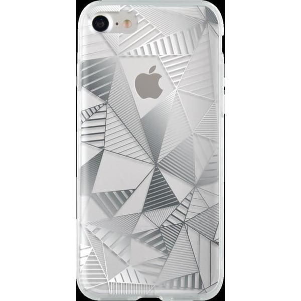BIGBEN CONNECTED Halvstyvt silver trianglar skal - För iPhone 7 - Genomskinlig
