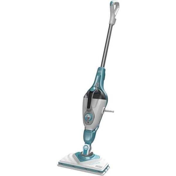 BLACK & DECKER - - Trådbunden ångmopp - 11 i 1 - 1600 W - 500ml tank (varar 20min) - SteamMitt - vit/turkos - BHSM166DSM