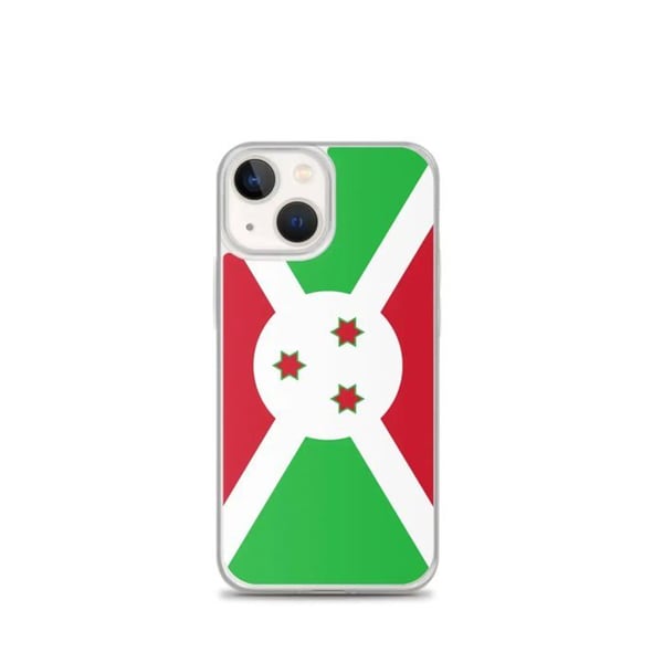 Mobilskal – Burundi Flagga – Kompatibel med iPhone 13 mini – Mjukt fodral – Slagtåligt och Stötsäkert - Silikon - Pixelforma