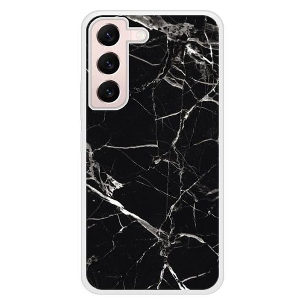 Coque i förstärkt silikon med tryck, kompatibel med Samsung Galaxy S22, Svart Marmor