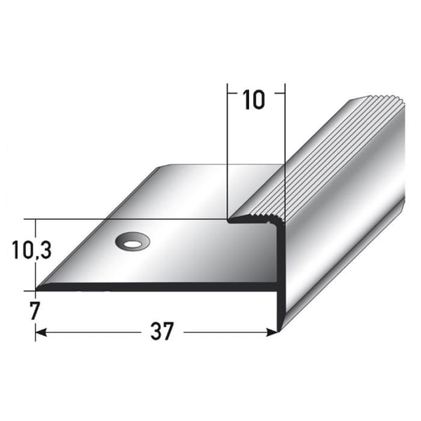 PROVISTON Inläggprofil av anodiserad aluminium g 37 mm H 10,3 mm L 1000 mm Borrad Ramprofil Avslutningsprofil