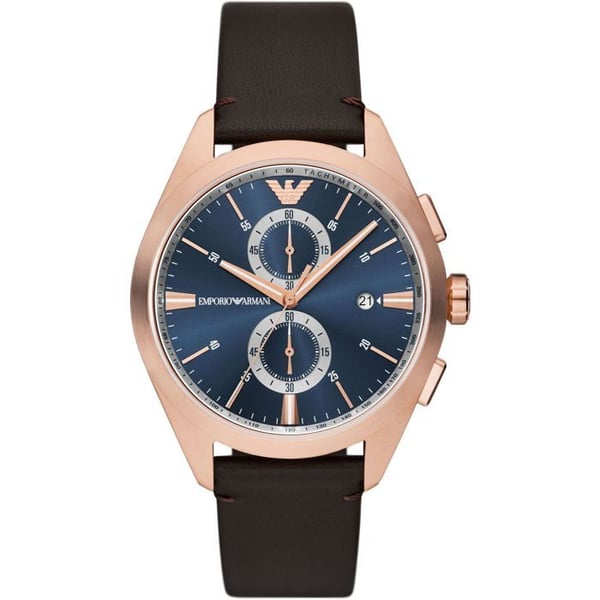 Emporio Armani herrklocka AR11554 - Brunt läder - 43 mm - 5 bar - Kvarts - Analog