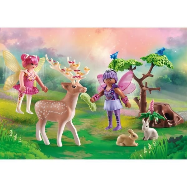 Univers miniatur - PLAYMOBIL - Duo av älvor med skogs djur - 42 delar - Princess Magic - Flerfärgad