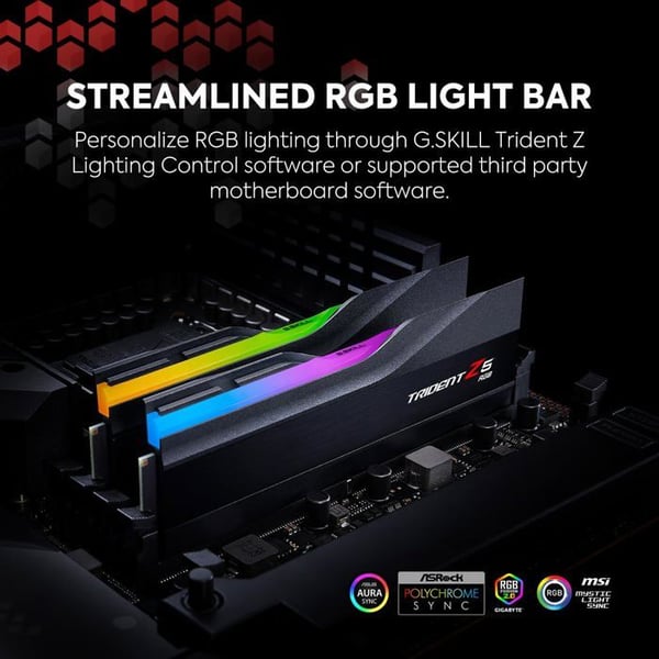G.Skill Trident Z5 RGB - 32 Gt (2x16 Gt) - DDR5 7200 MHz - CL34 - Musta - Kaksoiskanava