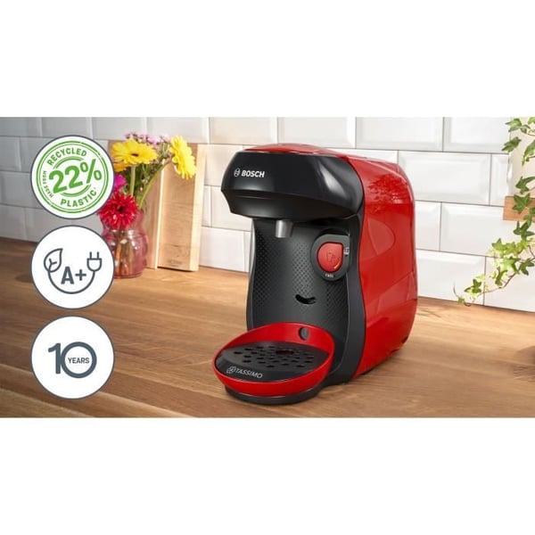 Multidryck kaffemaskin - BOSCH - TASSIMO - T10 Happy röd - 1400 W