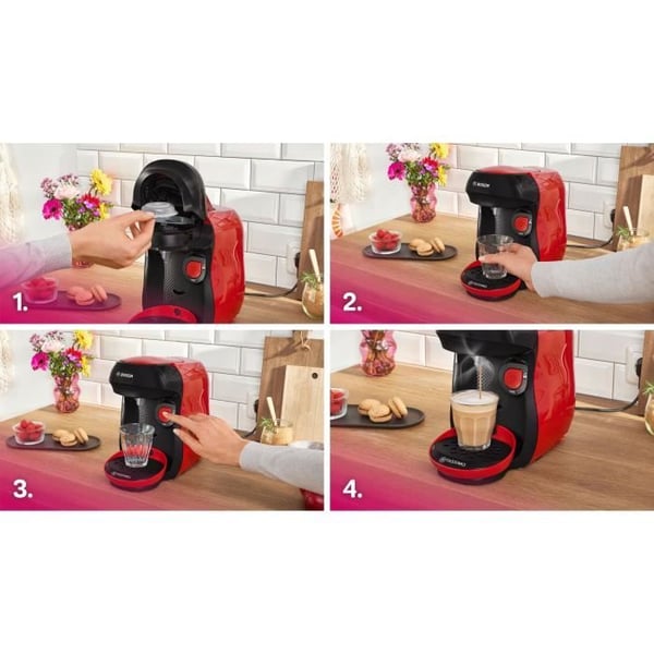 Multidryck kaffemaskin - BOSCH - TASSIMO - T10 Happy röd - 1400 W