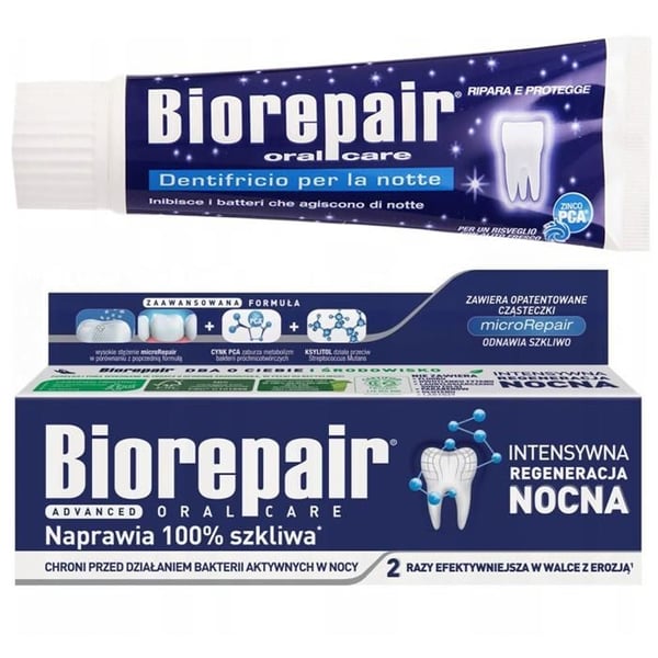 Natt tandkräm - Biorepair - Intensiv nattregenerering - Skydd för emalj på känsliga tänder