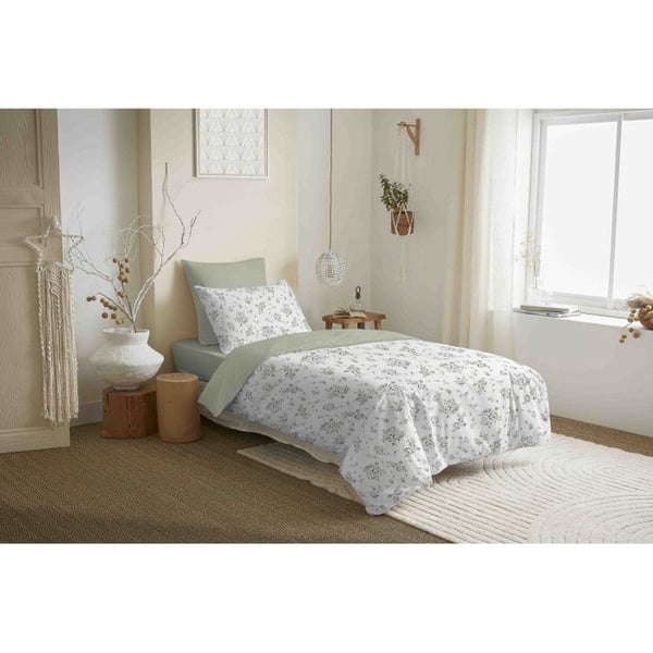 Komplett packa med vändbar duvetöverdrag "Vanessa" 4 delar för säng 90 x 190 Louise Romarin