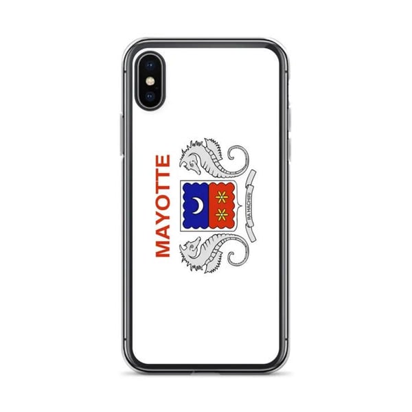 Mobilskal – Mayotte Flagga – Kompatibel med iPhone X – Flexibelt Fodral – Slitstarkt och Stötresistent - Silikon - Pixelforma