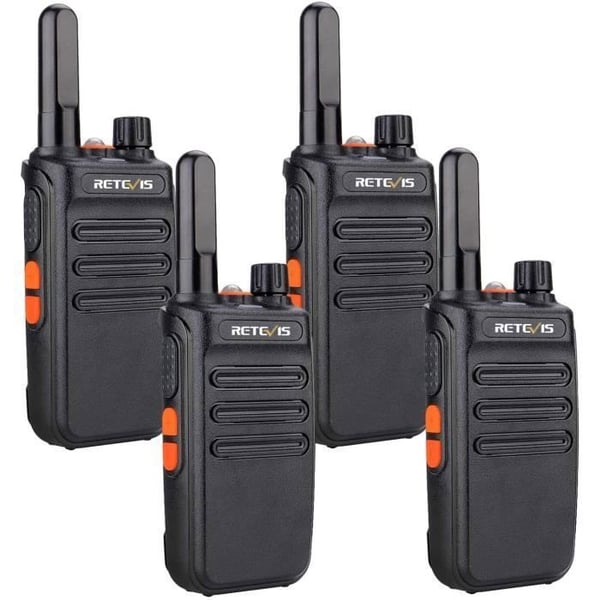 Retevis RB635 Walkie Talkie, USB Walkie Talkie för detaljhandelssäkerhet, överlevnad (svart, 4 st)