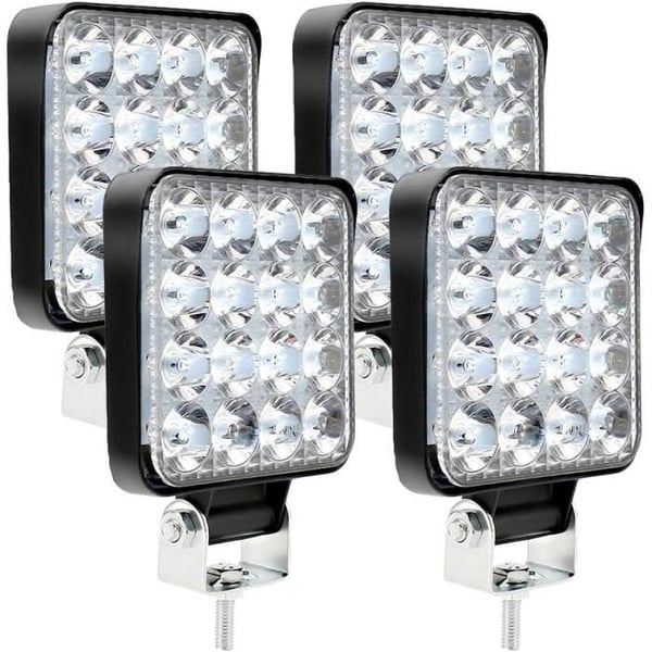 4 x LED-työvalaisin 12V 24V Työvalo 16 LED 48W, Maasto-työvalot syvyyssuojattu IP67 A21:lle