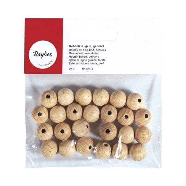 Träkulor - RAYHER - 12 mm - Brun - Paket om 25