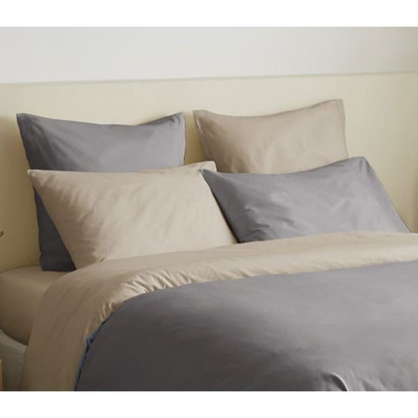 Komplett paket 6 stycken Taupe/linne vändbart påslakan för säng 140 x 190 cm