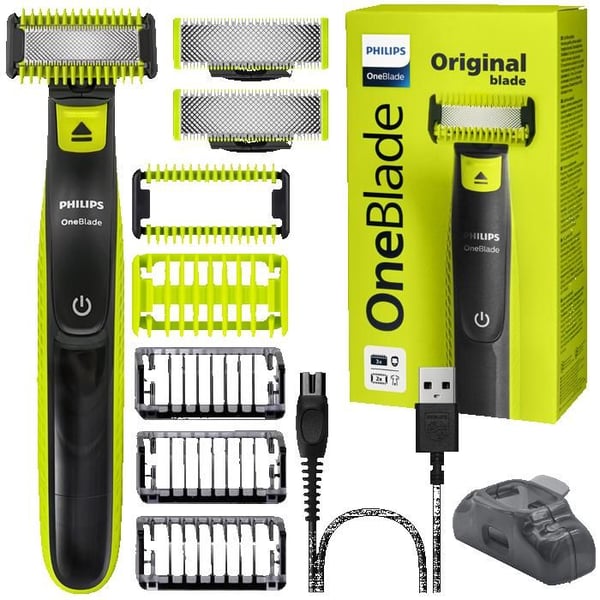 Eltrazor för män - Philips - OneBlade QP2824/10 - Ansikte och kropp - Vattentät uppladdningsbar