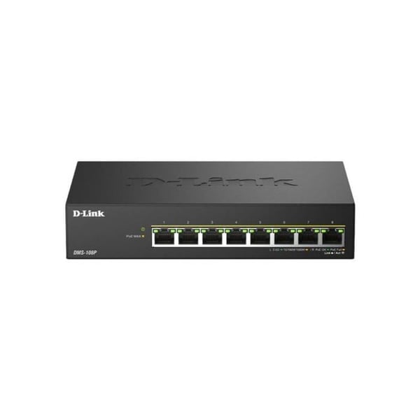 D-Link DMS-108P/E switch 8 portar 2.5G PoE utan hantering metallhölje