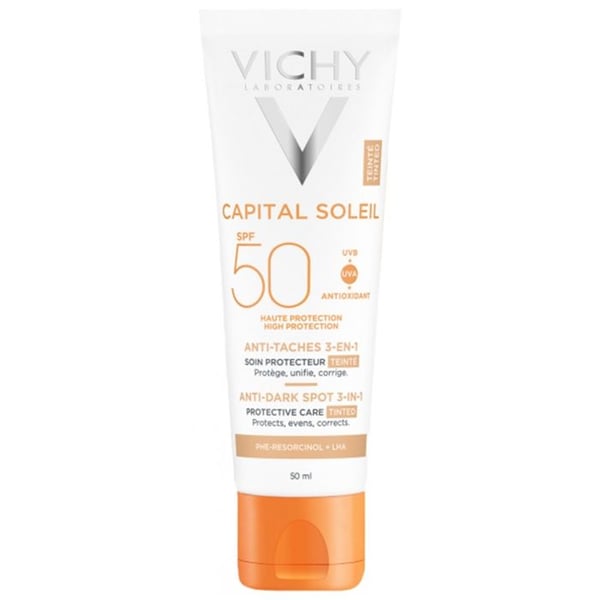 Vichy Capital Soleil Solkräm för Ansiktet Färgad Anti-Fläckar 3 i 1 SPF50+ 50ml