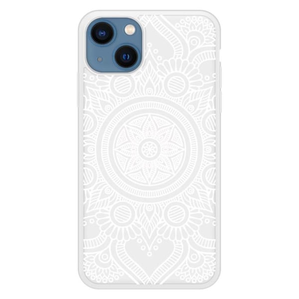 Förstärkt silikonfodral med tryck kompatibelt med Apple iPhone 13 Mandala vit