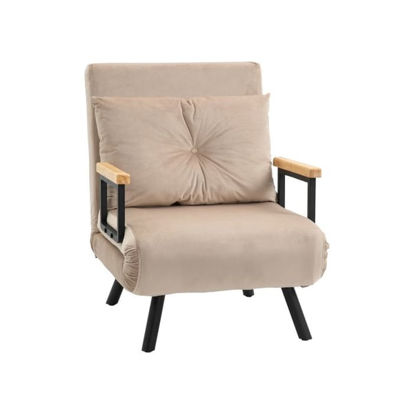 HOMCOM Sängsoffa Recliner med sängfunktion, beige 63 x 73 x 81 cm, för vardagsrummet