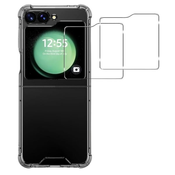 Stöttålig skal för Samsung Galaxy Z FLIP 7 FE och 2 Skyddsglas Filmskydd för Skärm Phonillico®