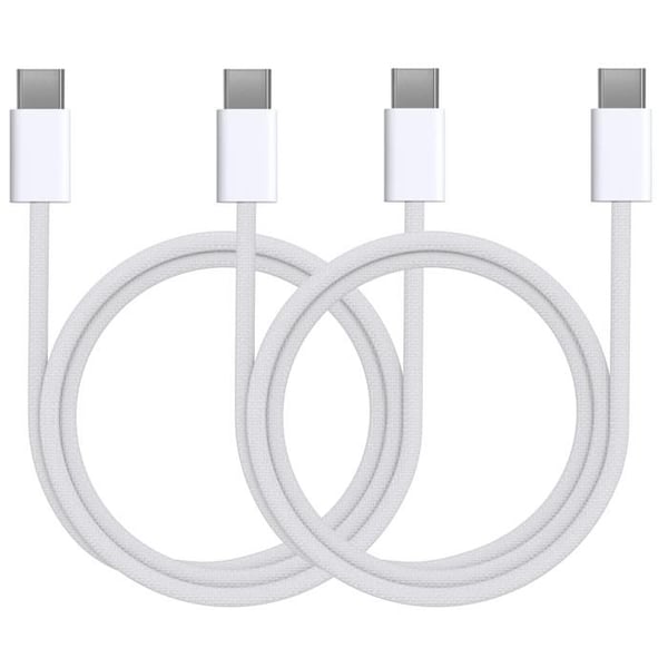 Lot 2 USB-C till USB-C-kablar för iPhone 17 / iPhone 17 AIR / iPhone 17 PRO / iPhone 17 PRO MAX - 1 meter flätad nylonkabel Phonillico®