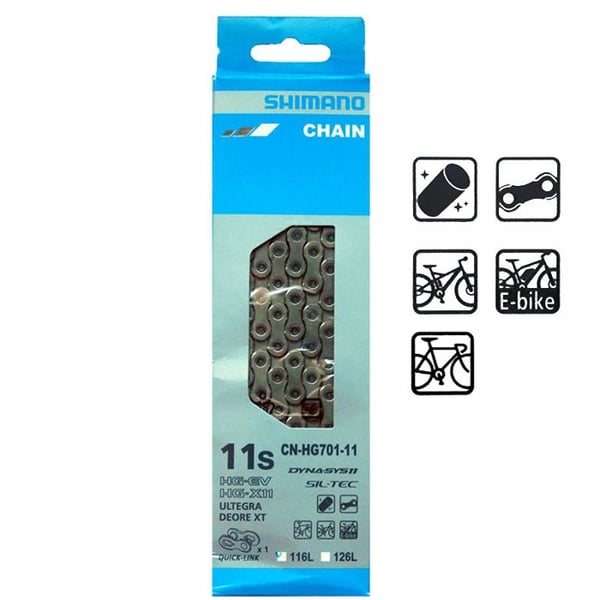 Cykelkedja 11 växlar - SHIMANO - HG-701 - 116 länkar - SIL-TEC-beläggning - Blandad