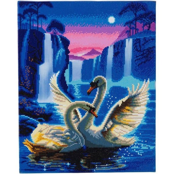 CRYSTAL ART Kit diamantmålning LED 40x50cm Svanar - eco 0,17E