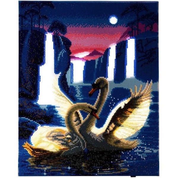 CRYSTAL ART Kit diamantmålning LED 40x50cm Svanar - eco 0,17E