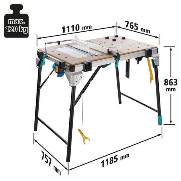 Fleksibelt Multifunktionelt Arbejdsbord til Maskine - wolfcraft - Master Cut 2600 - Højdejusterbart - 6918000