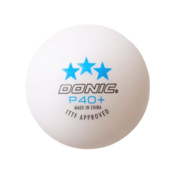 Set med 3 Donic P40+*** bordtennisbollar (40 mm) - vit - TU