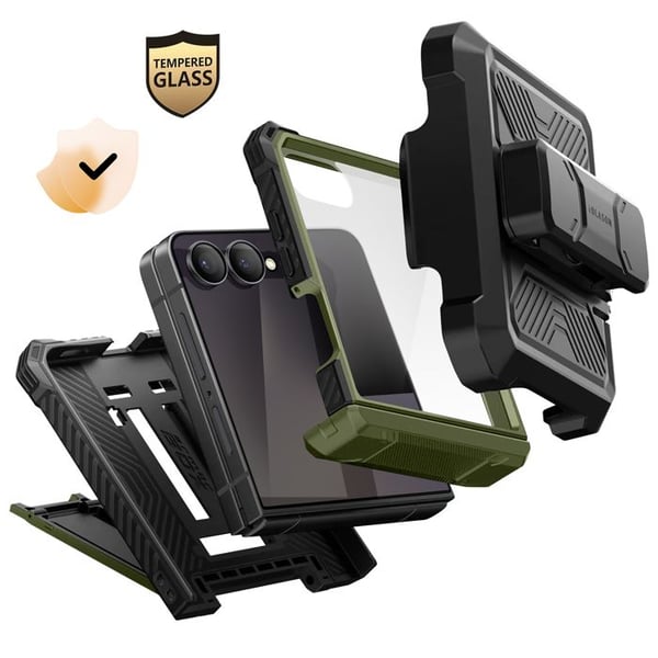 Heltäckande skal - I-BLASON - Galaxy Z Flip 7 - Skydd upp till 4.5m - Härdat glas - 360° bältesklipp