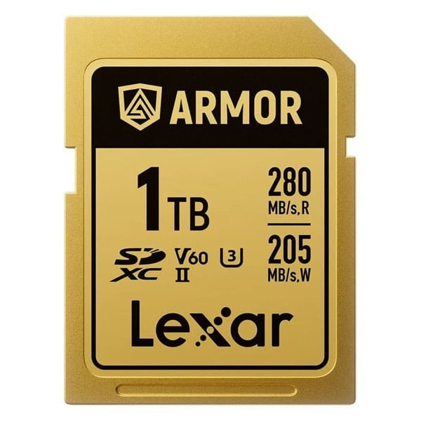 LEXAR SDXC Pro Gold Series ARMOR UHS-II 1To V60 IP68 Rostfritt stål R280/W210