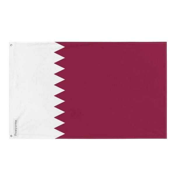 Qatars flagga – 160 x 240 cm – Hållbar polyester – 2 metallöglor – Inomhus-/utomhusbruk – Pixelforma