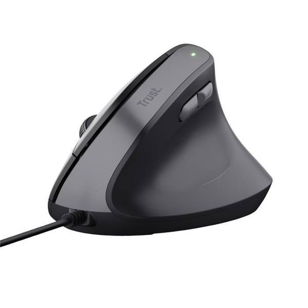 Trust Bayo II Ergonomic Vertical Mouse, Tyst, bekväm, USB-kabel, 60 % återvunnen plast - Svart