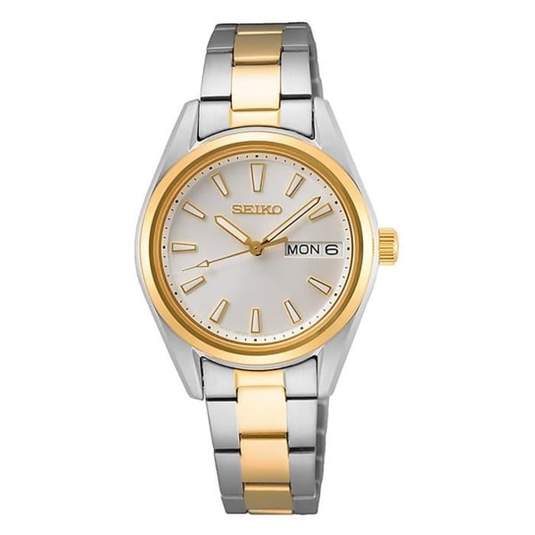 Kvinnoarmbandsur - SEIKO - Seiko klassisk bicolor stål - 29,8 mm - Cadran med datumsdisplay - Quartz rörelse