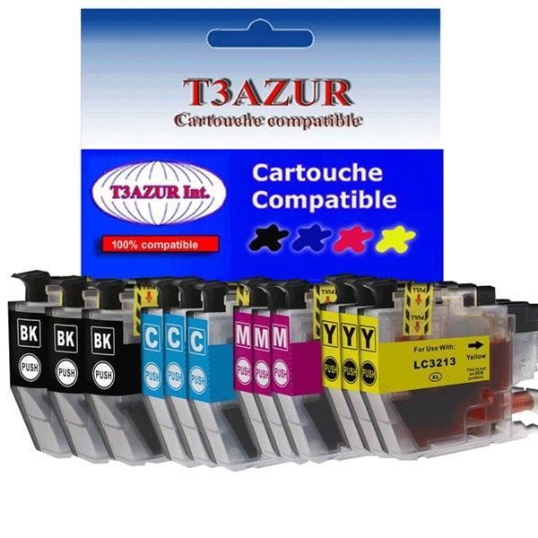 T3azur 12 kompatibla bläckpatroner för Brother DCP-J772DNW