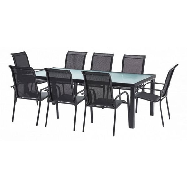 Trädgårdsmöbler Set BlackSun T 8 + F 8 Svart härdat glas Wilsa Garden