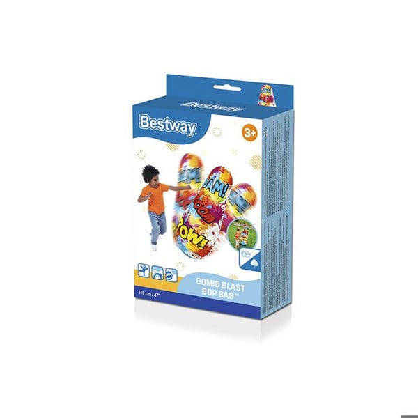Uppblåsbar boxningssäck - BESTWAY - Bop Bag Comic Blast - 1,19 m - Flerfärgad - PVC